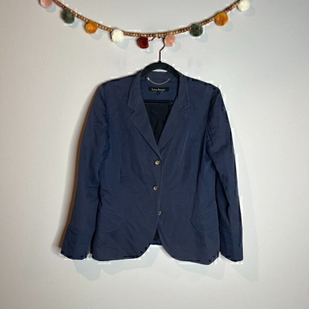 🔆 Lida Biday navy blue silk blazer jacket